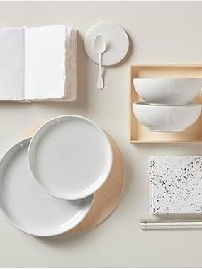 2 Denby Plates. Denby Elements Stone White Coupe Medium Salad Plates Set 2 NWT